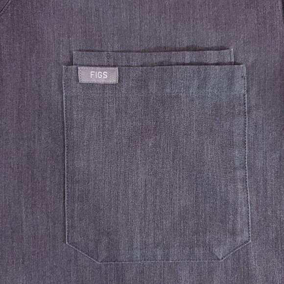 Figs Mens Size Large Leon Two Pocket Scrub Top Gray V-Neck Shirt FM1500 PO 1659 - Picture 5 of 12